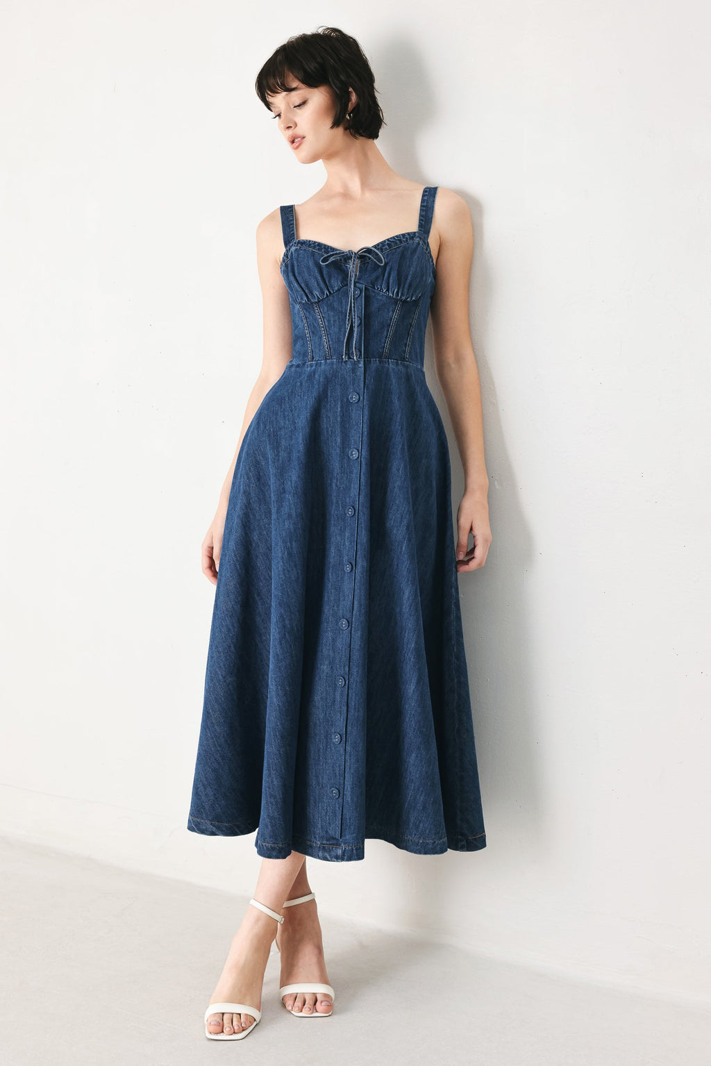 BLUE CRUSH DENIM MIDI DRESS