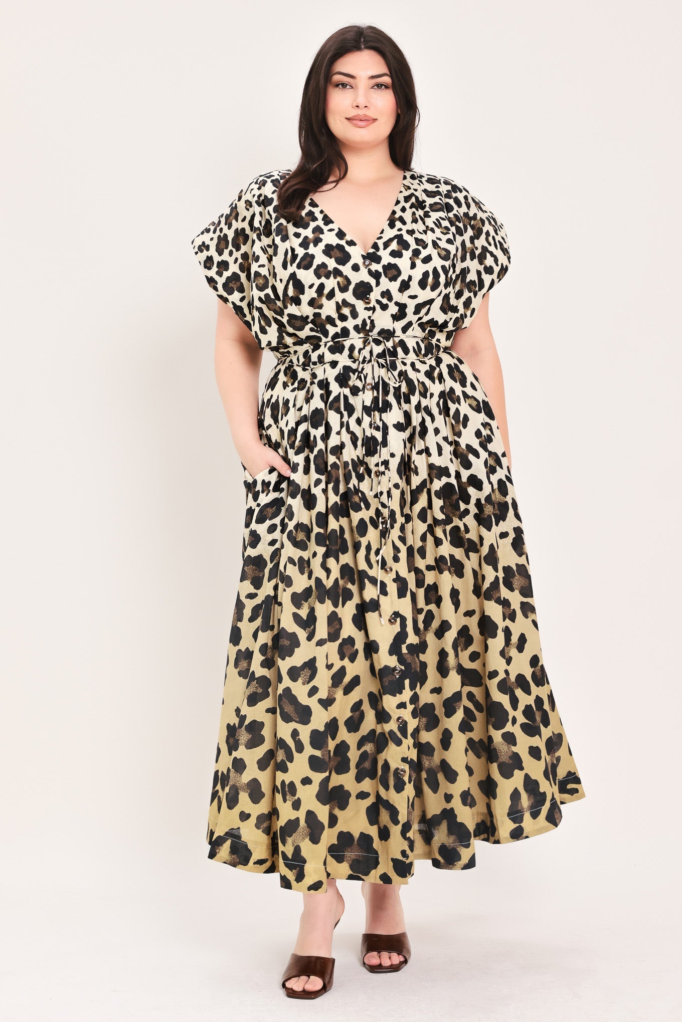 WILD MUSE WOVEN MIDI DRESS