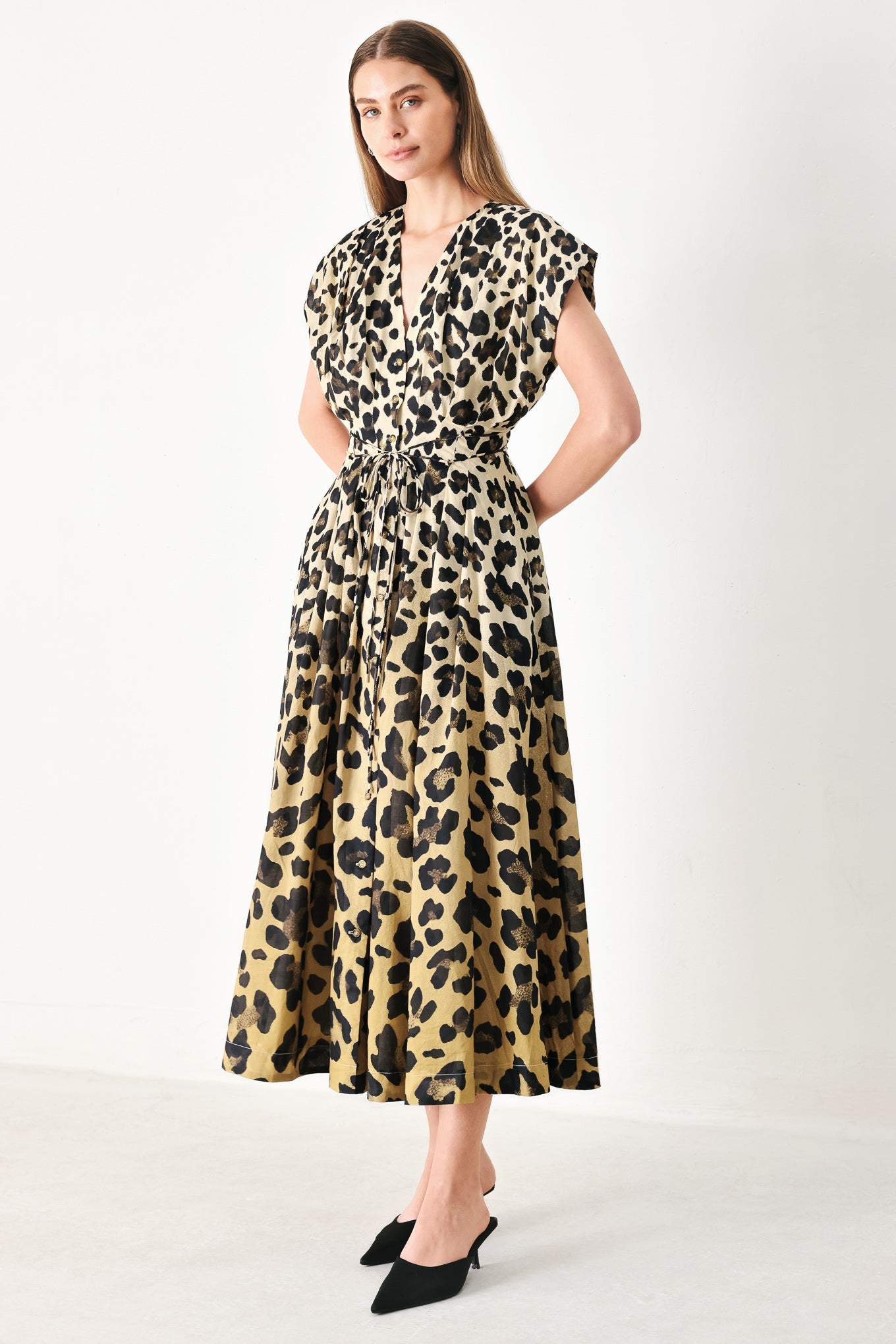 WILD MUSE WOVEN MIDI DRESS