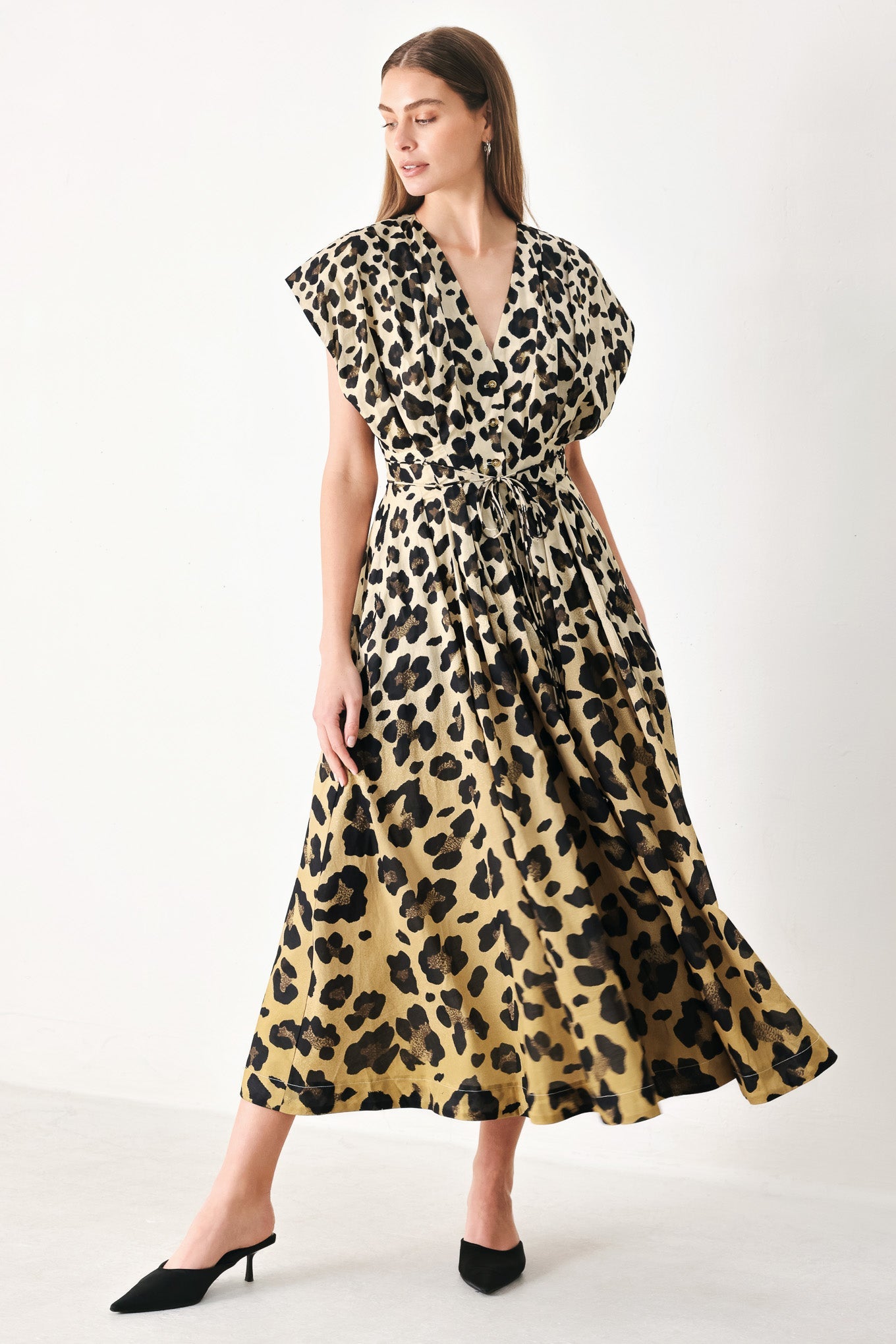 WILD MUSE WOVEN MIDI DRESS