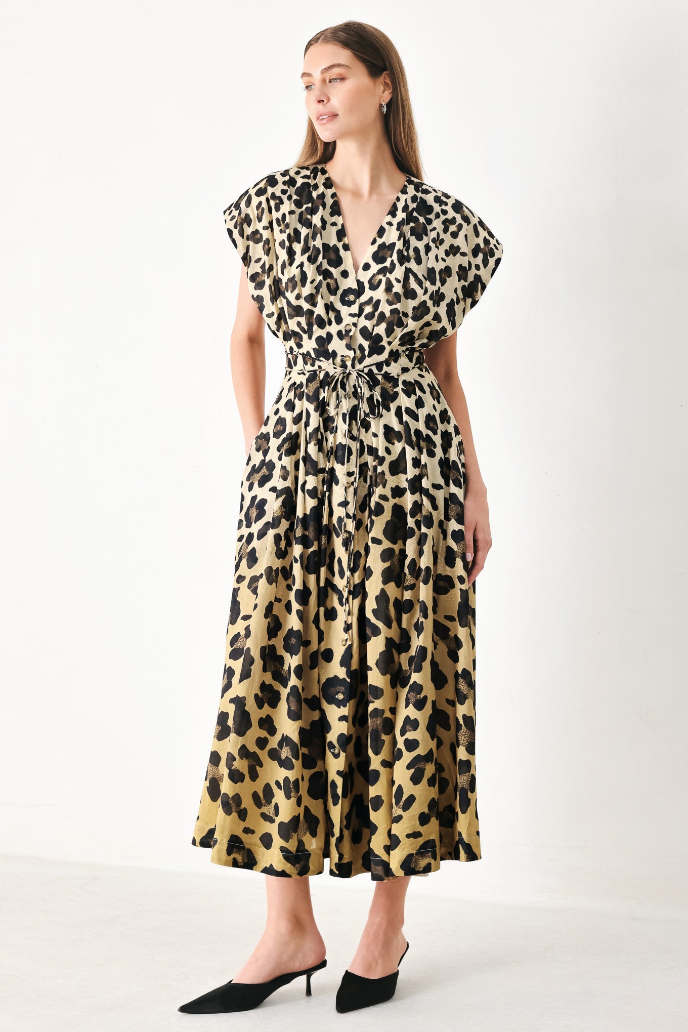 WILD MUSE WOVEN MIDI DRESS