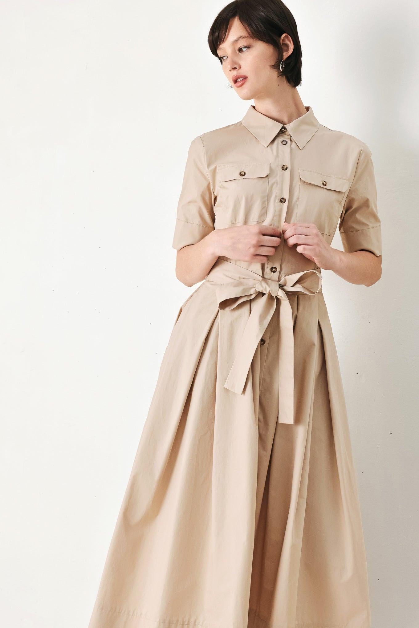DESERT ICON WOVEN MIDI SHIRT DRESS