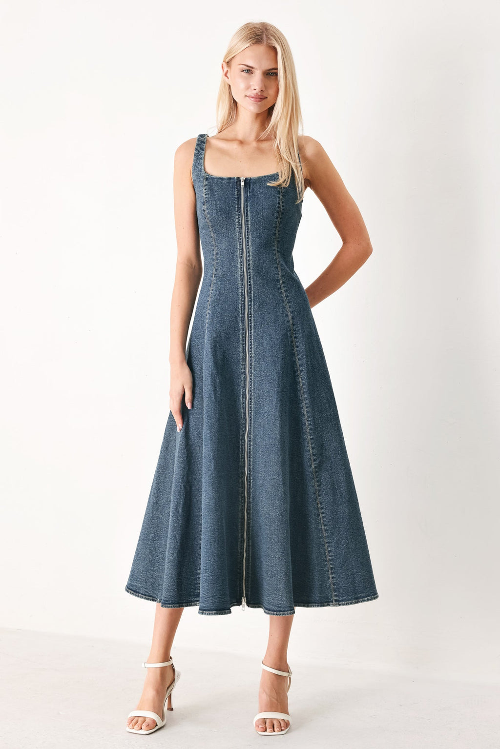 SHAPE OF BLUE DENIM MIDI DRESS