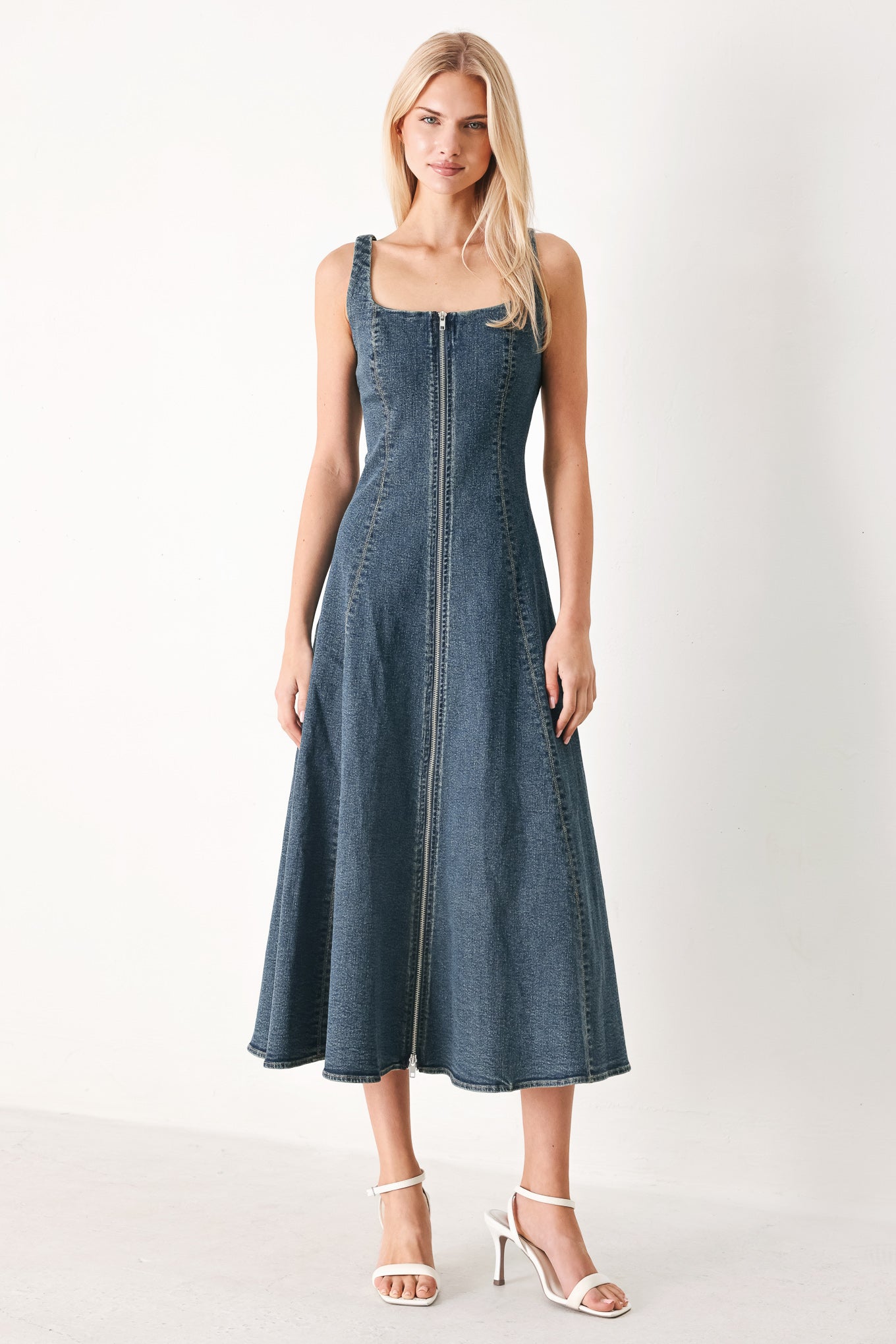 SHAPE OF BLUE DENIM MIDI DRESS