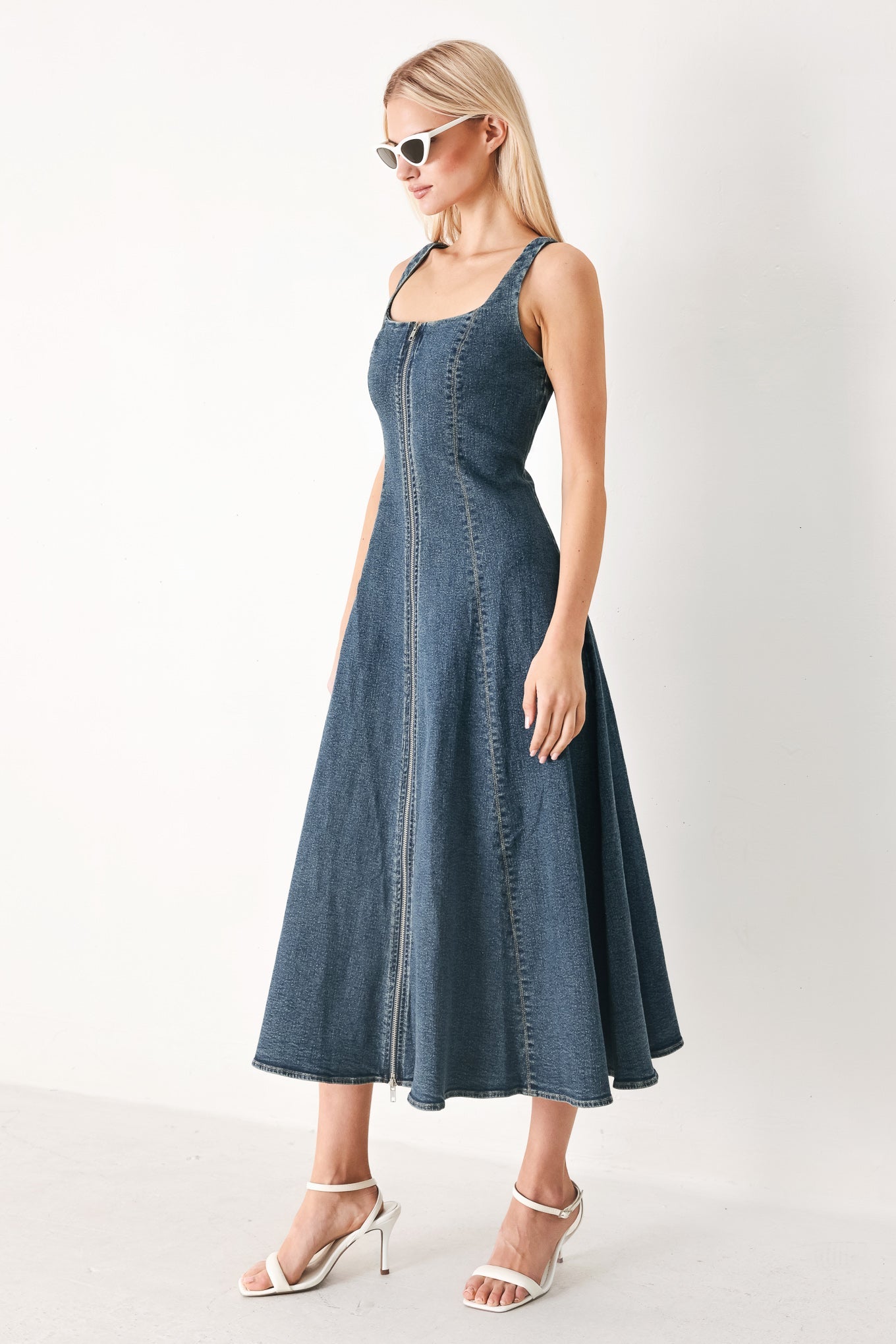 SHAPE OF BLUE DENIM MIDI DRESS