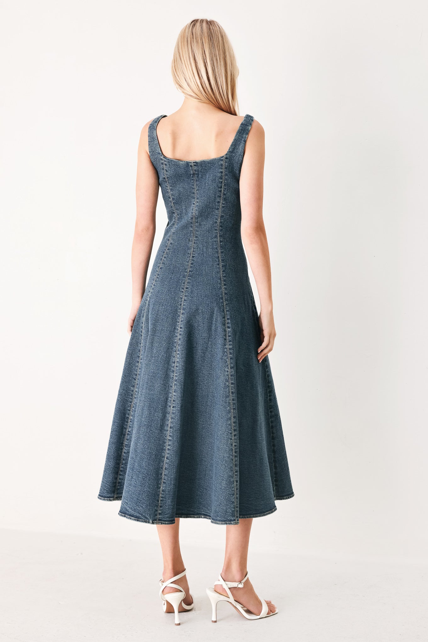 SHAPE OF BLUE DENIM MIDI DRESS