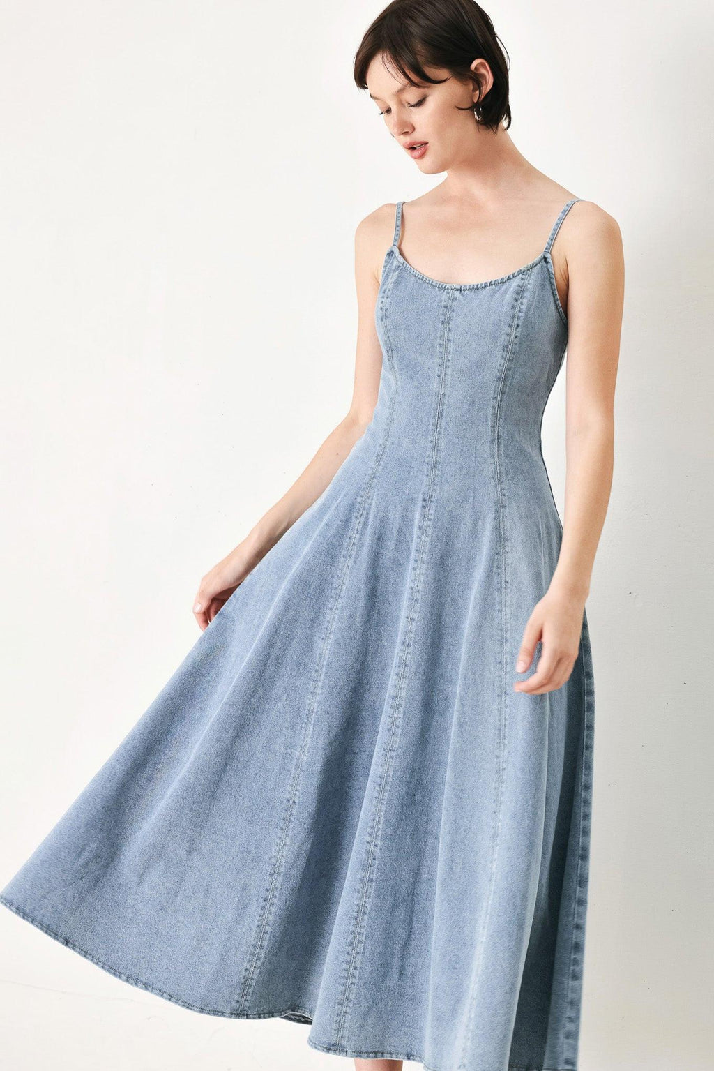 CLOUD NINETTE DENIM MIDI DRESS