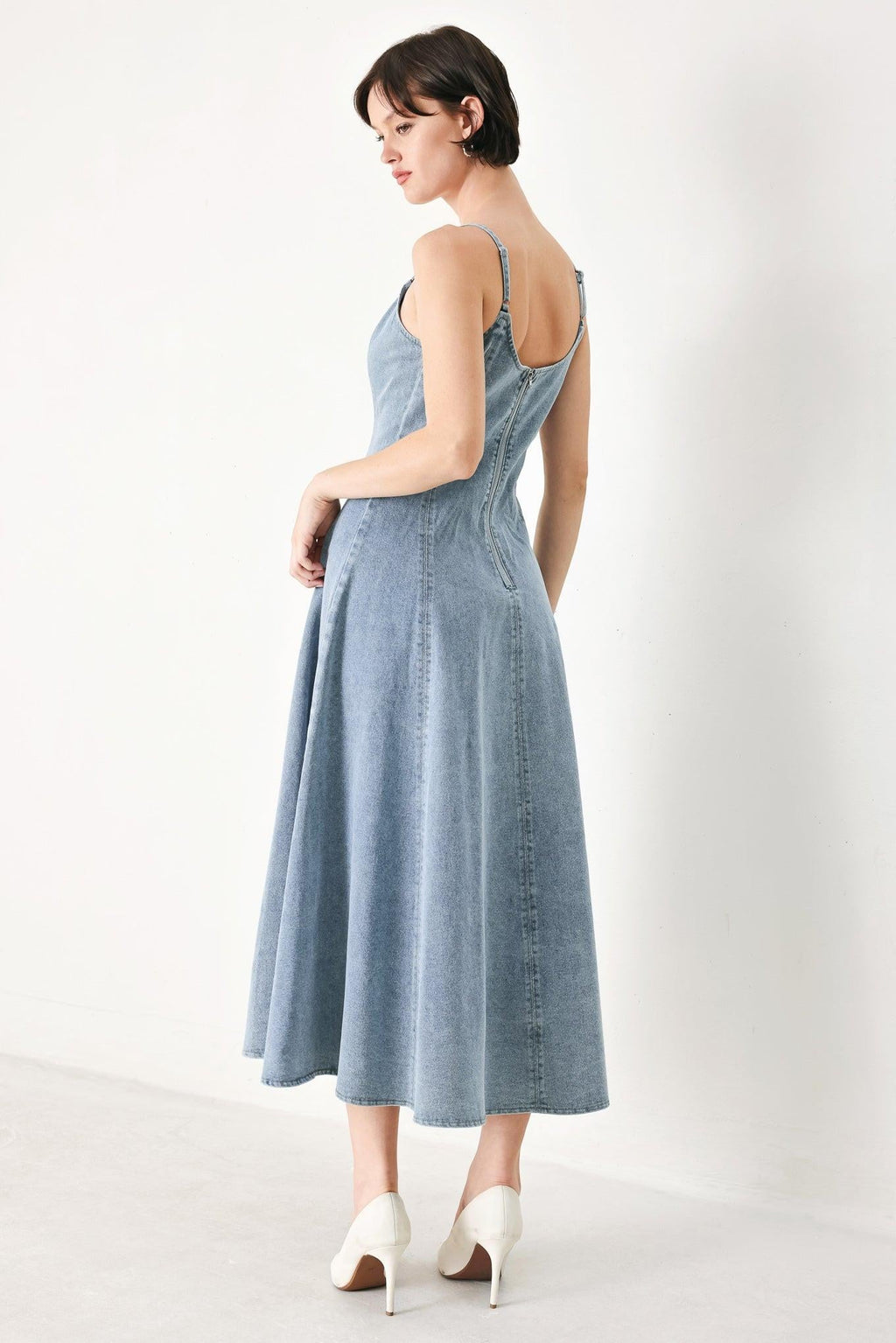 CLOUD NINETTE DENIM MIDI DRESS