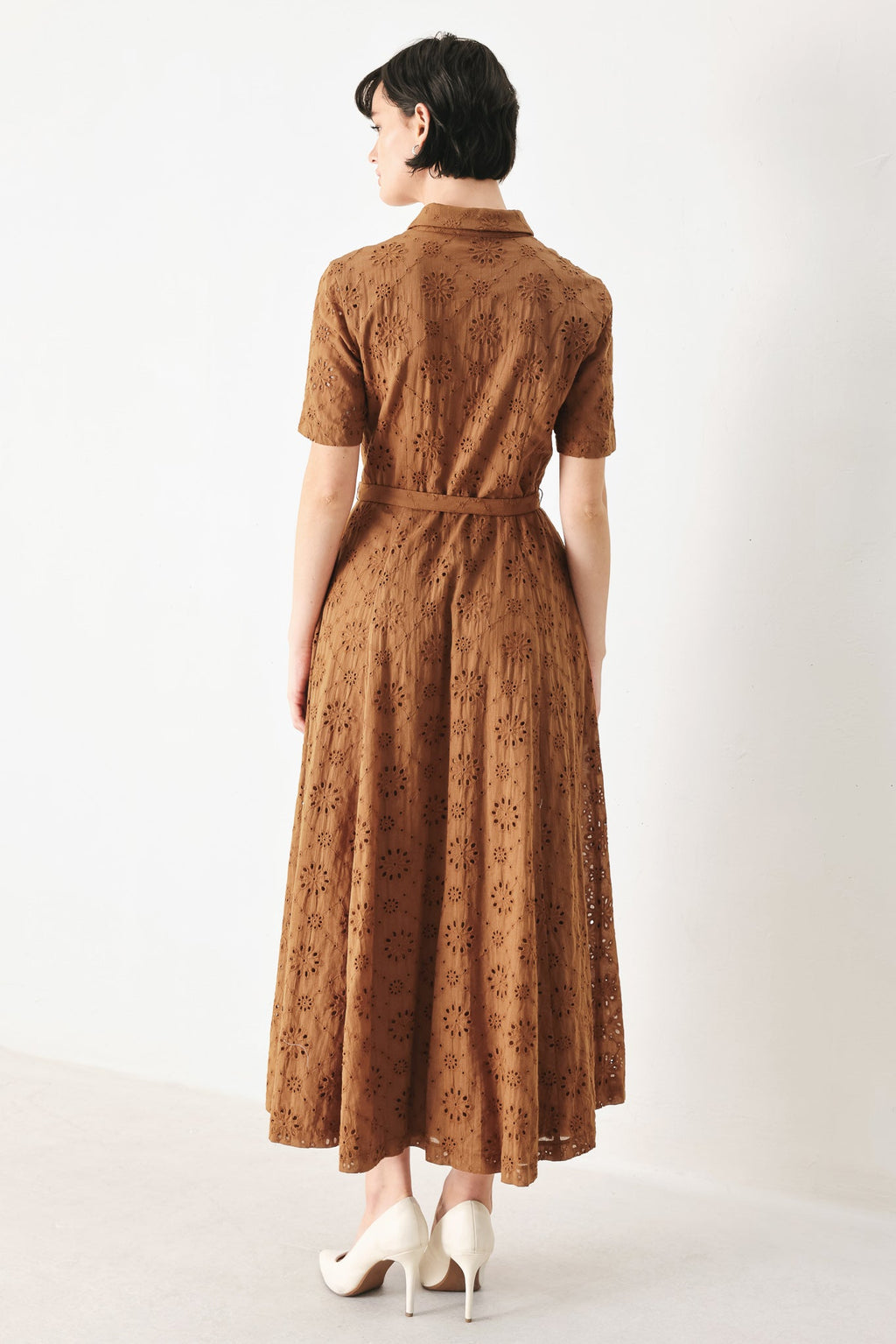 TIMELESS LOVE WOVEN EYELET MIDI DRESS