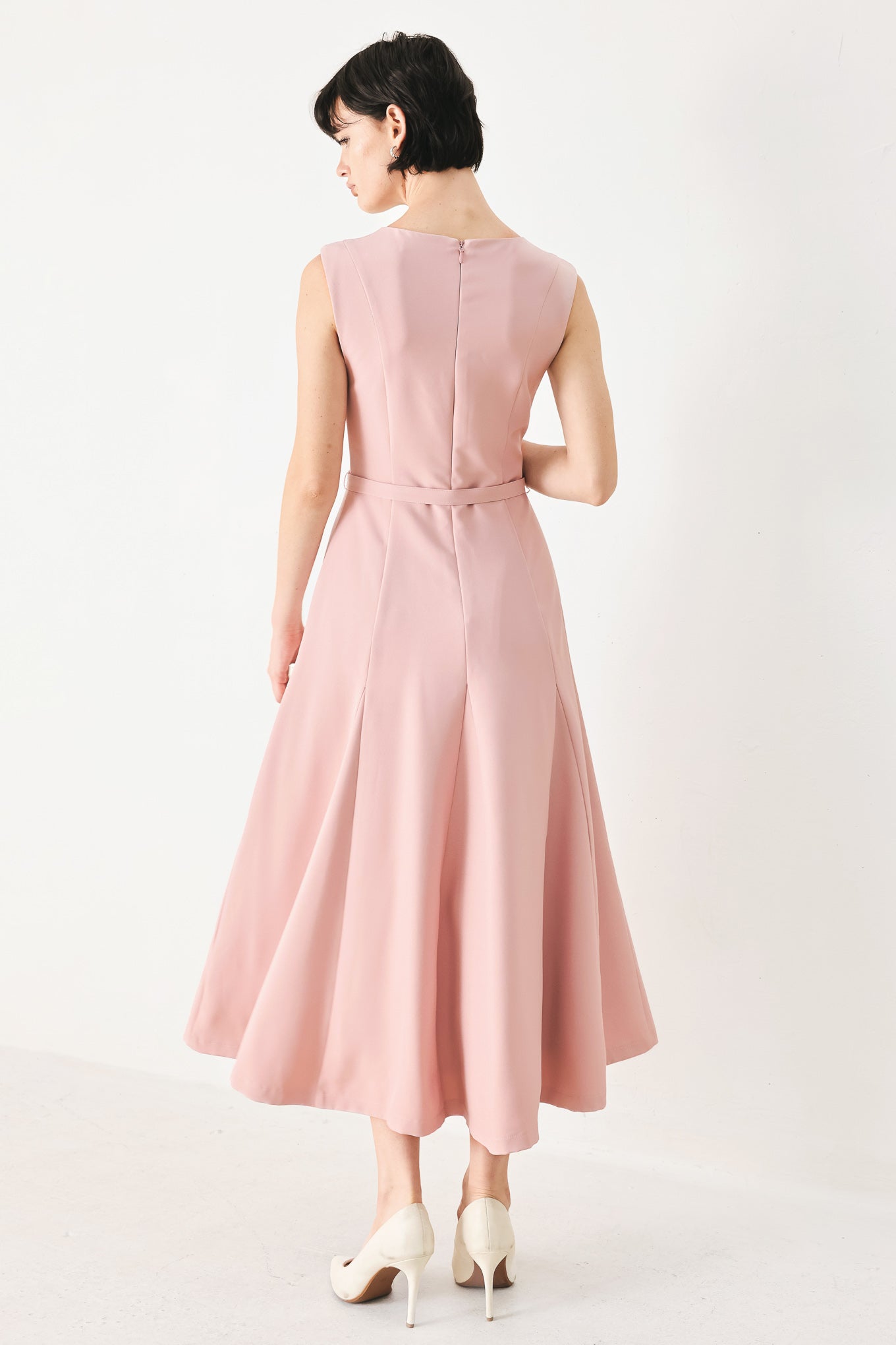 CALM AFTERGLOW BLUSH WOVEN MIDI DRESS