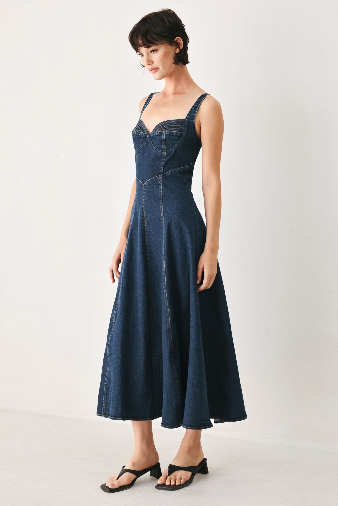 WESTERN CHARM DENIM MIDI DRESS