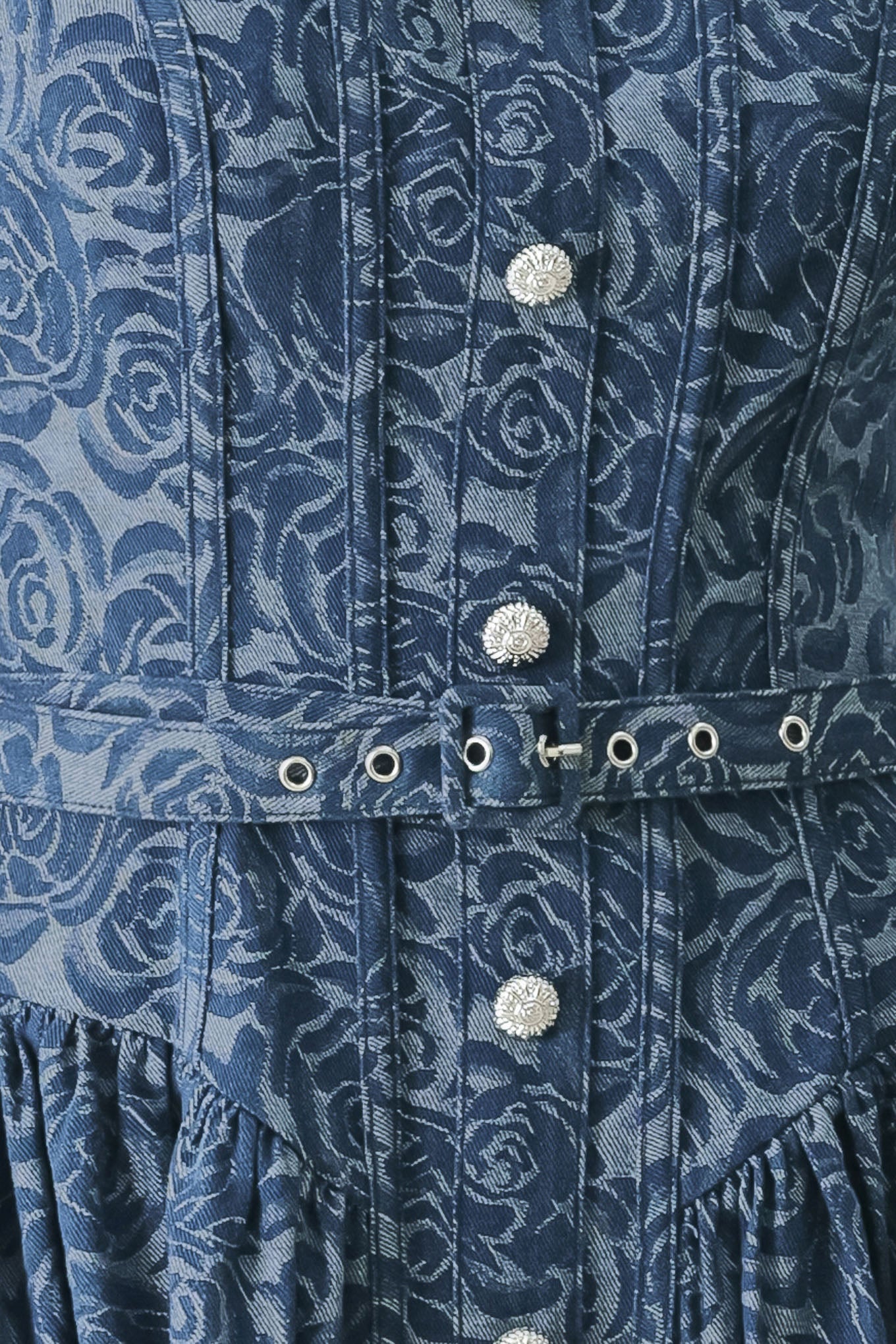 MIDNIGHT GARDEN DENIM MIDI DRESS