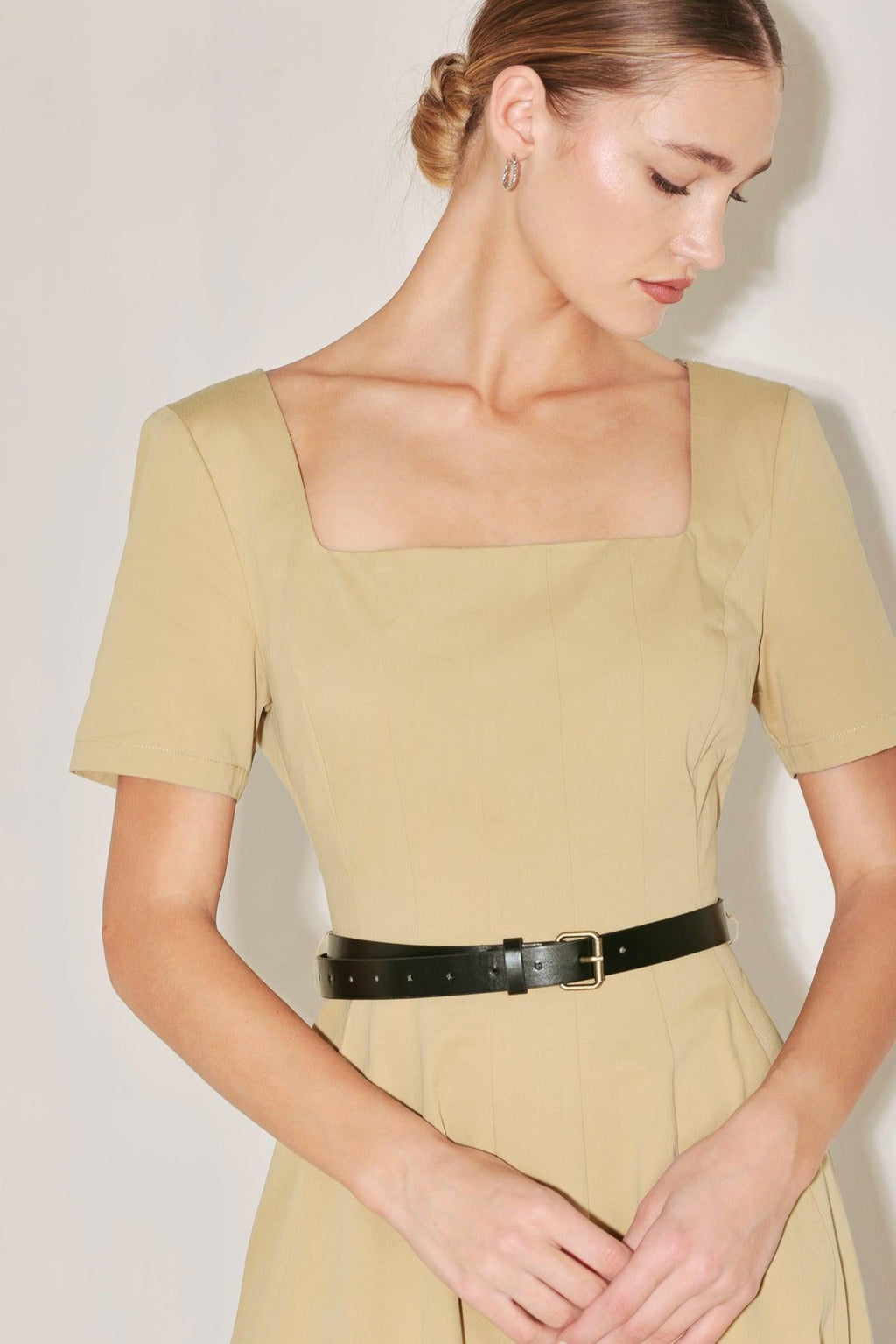WARM STONE EDIT WOVEN MIDI DRESS