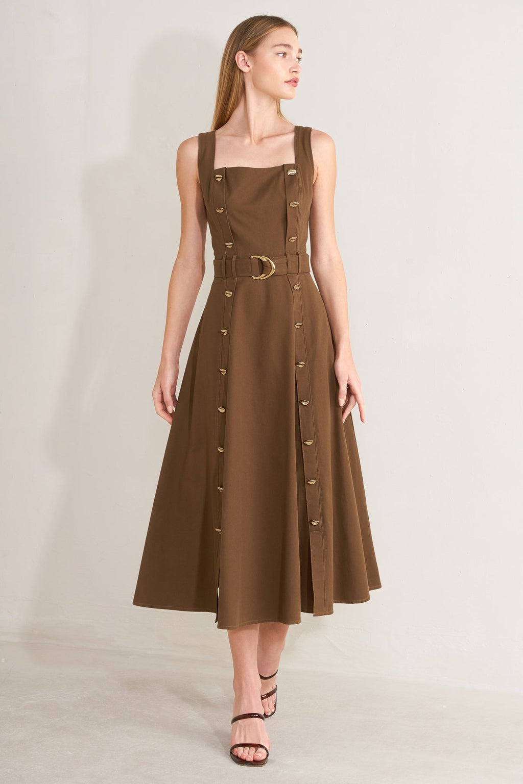 SWEET SIENNA WOVEN MIDI DRESS
