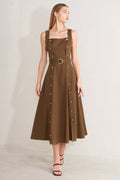 SWEET SIENNA WOVEN MIDI DRESS