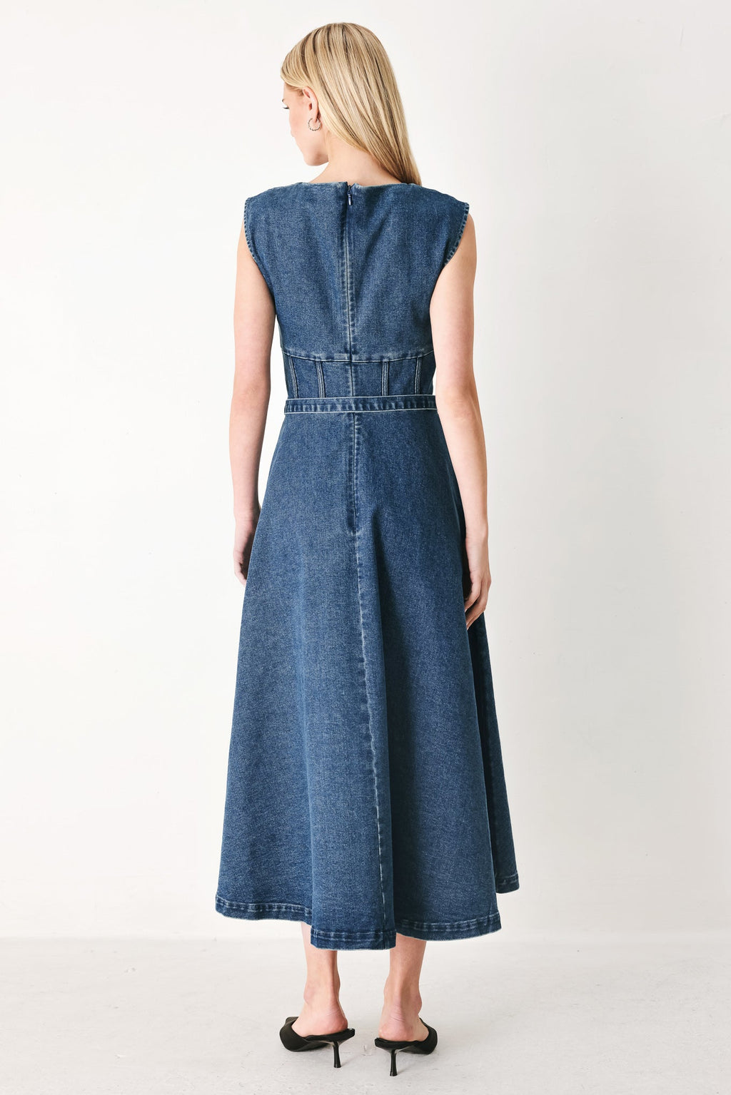 QUIET MUSE DENIM MIDI DRESS