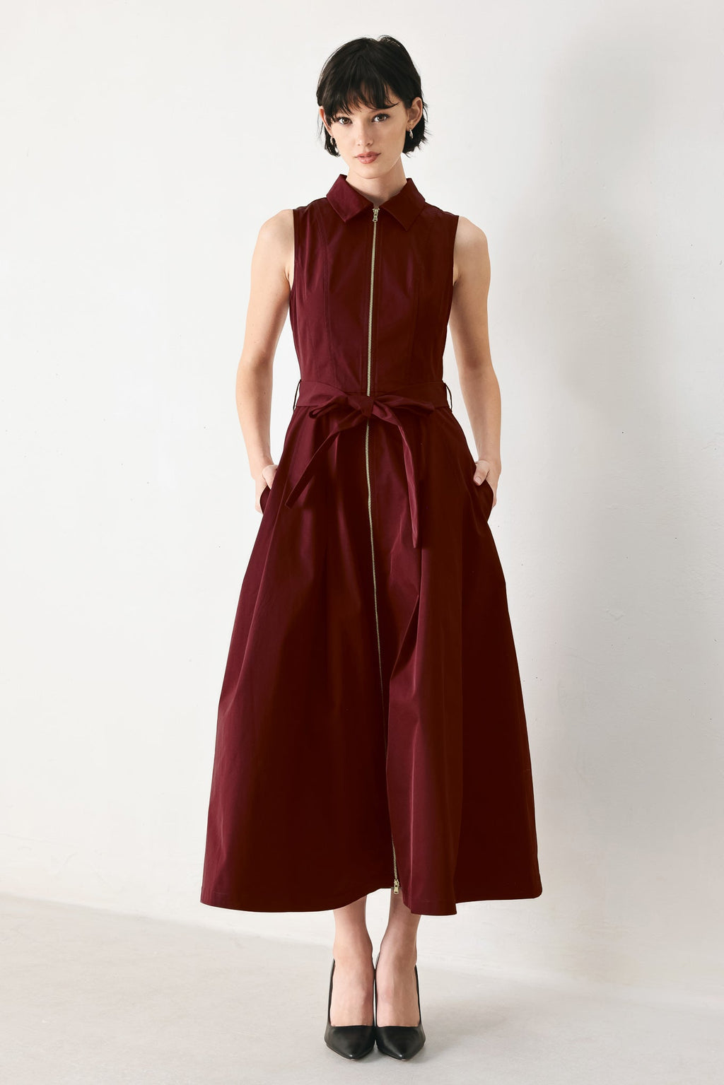 TIMELESS MOOD WOVEN MIDI DRESS