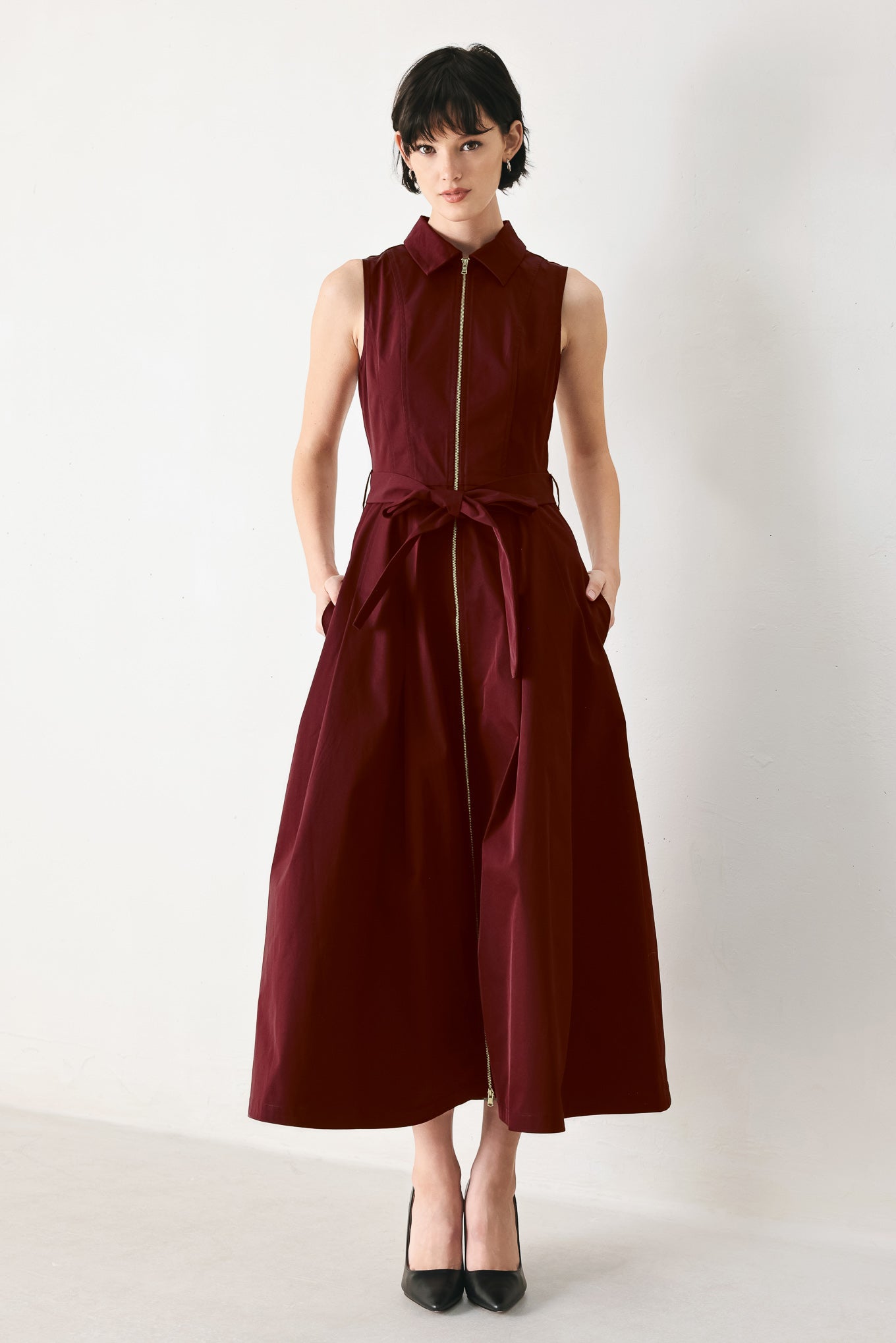 TIMELESS MOOD WOVEN MIDI DRESS