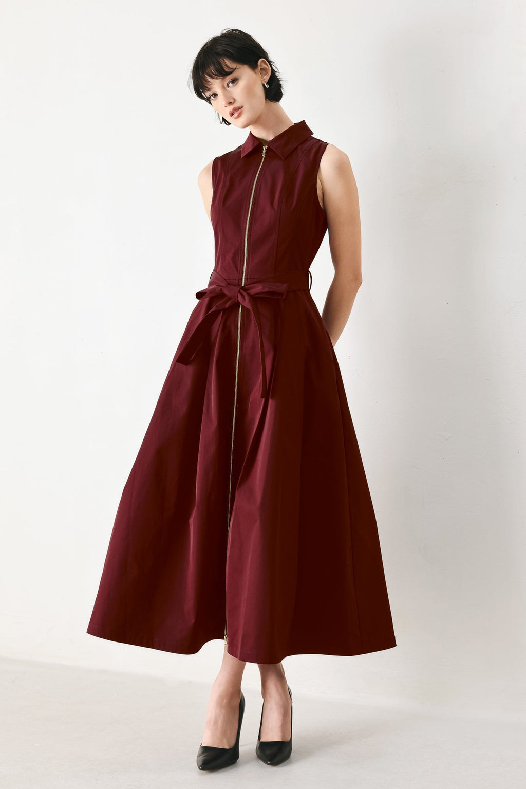 TIMELESS MOOD WOVEN MIDI DRESS