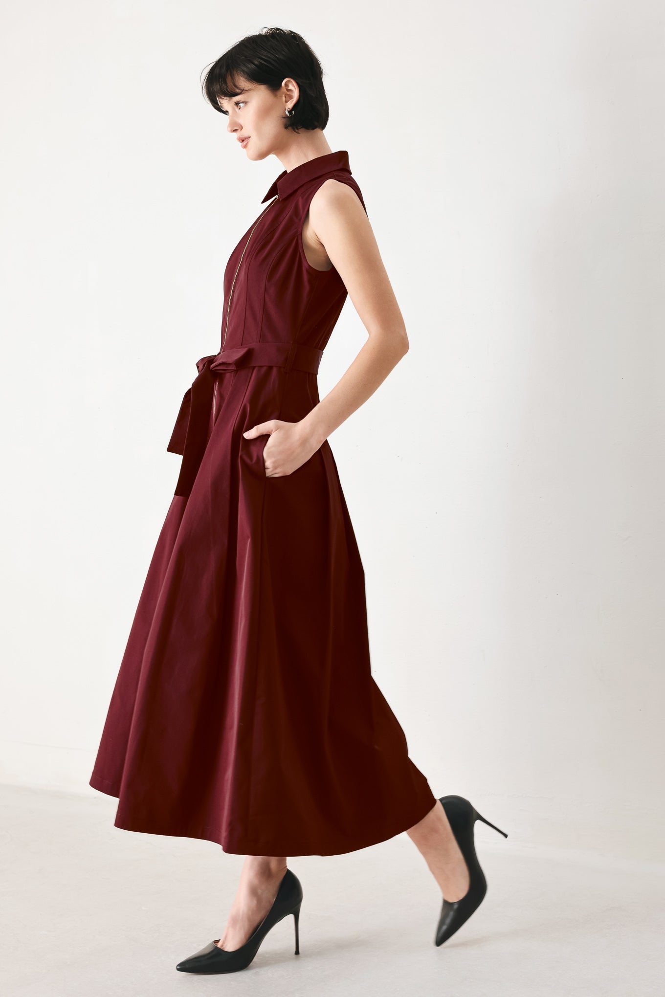 TIMELESS MOOD WOVEN MIDI DRESS