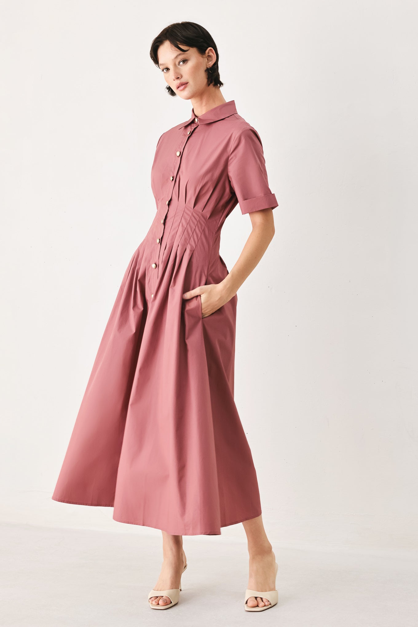 COUNTRYSIDE CHARM WOVEN MIDI DRESS