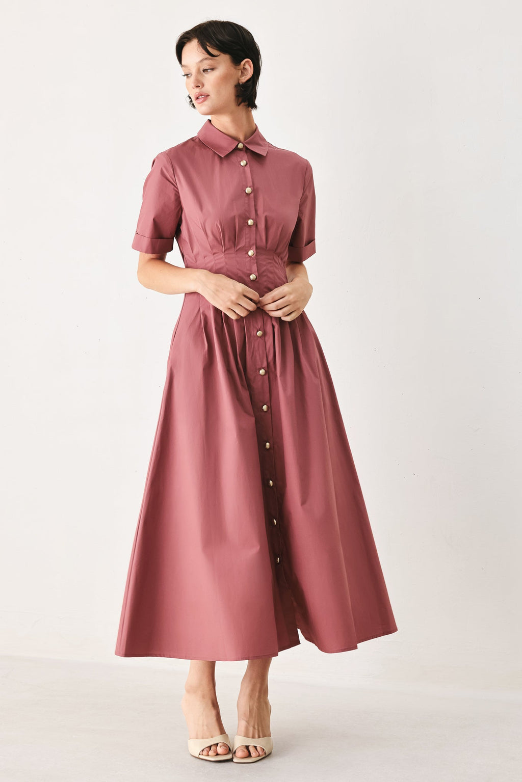 COUNTRYSIDE CHARM WOVEN MIDI DRESS