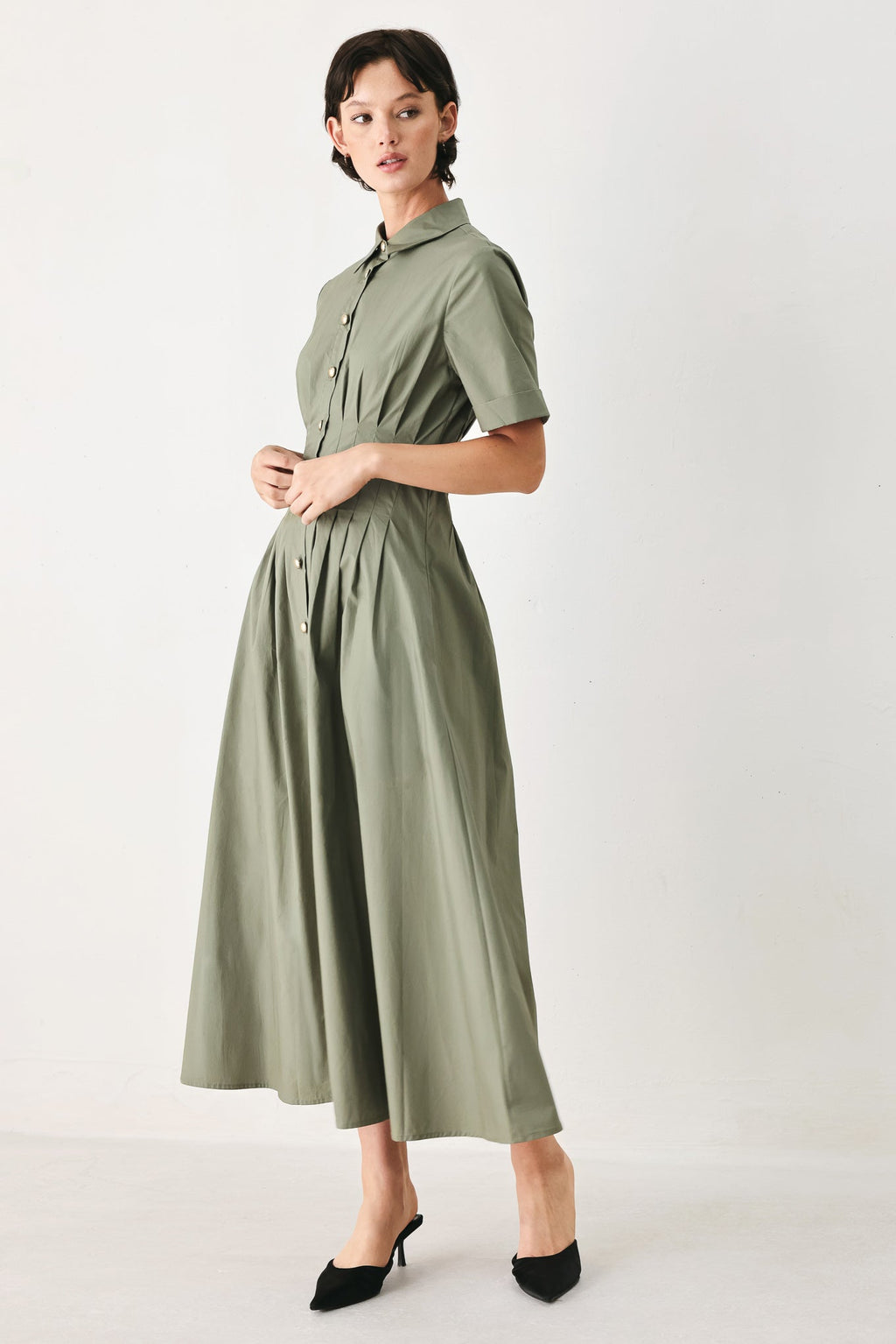 COUNTRYSIDE CHARM WOVEN MIDI DRESS