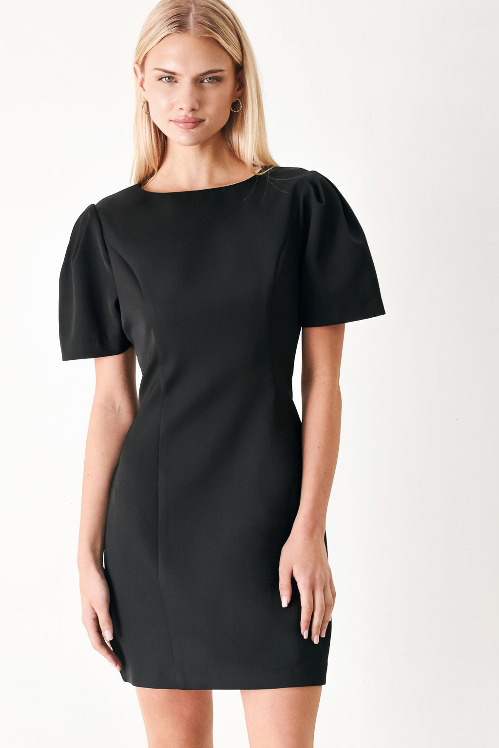 BLACK MIDNIGHT WOVEN MINI DRESS