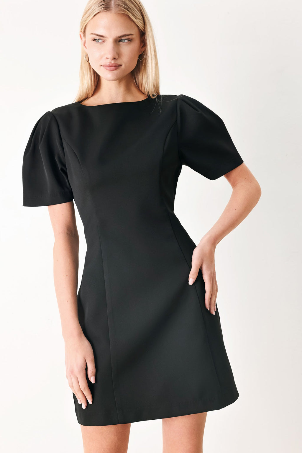 BLACK MIDNIGHT WOVEN MINI DRESS