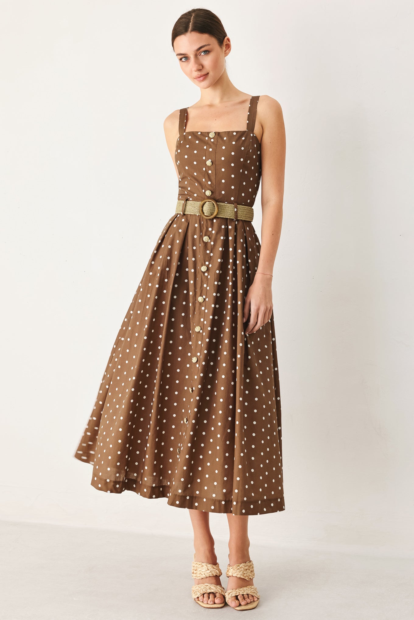 PARISIAN DOT WOVEN MIDI DRESS