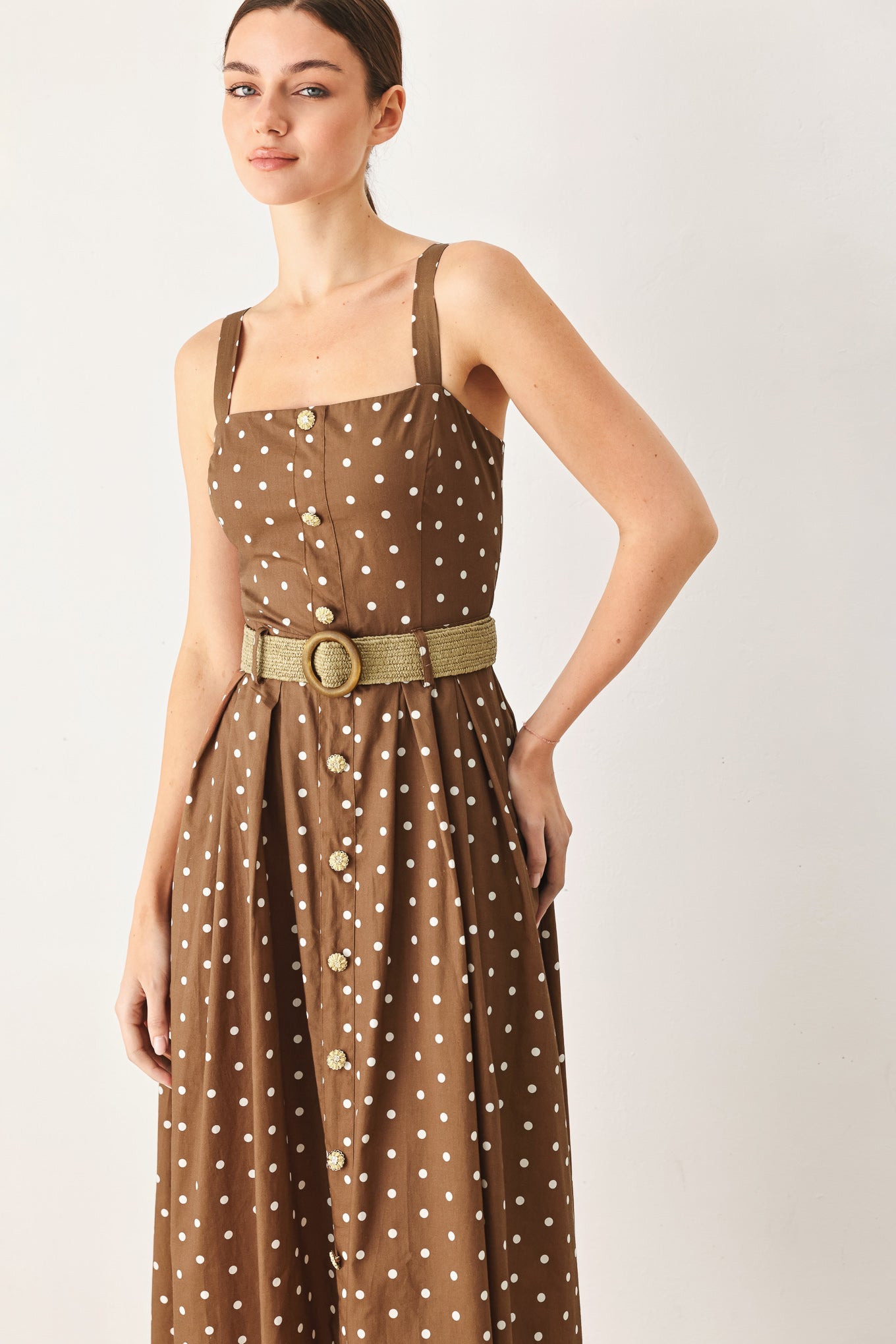 PARISIAN DOT WOVEN MIDI DRESS