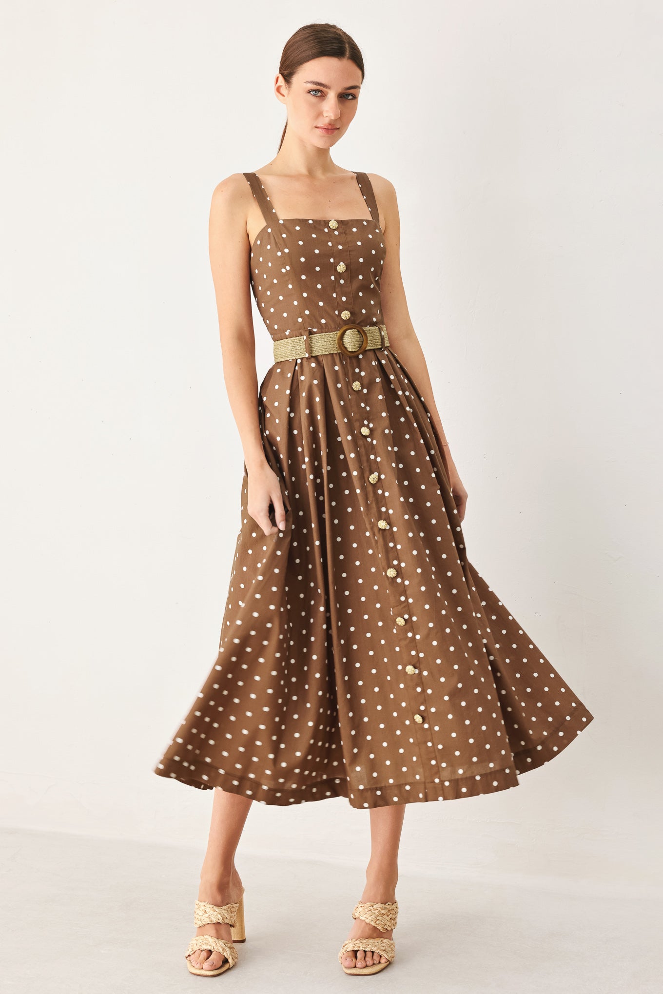 PARISIAN DOT WOVEN MIDI DRESS
