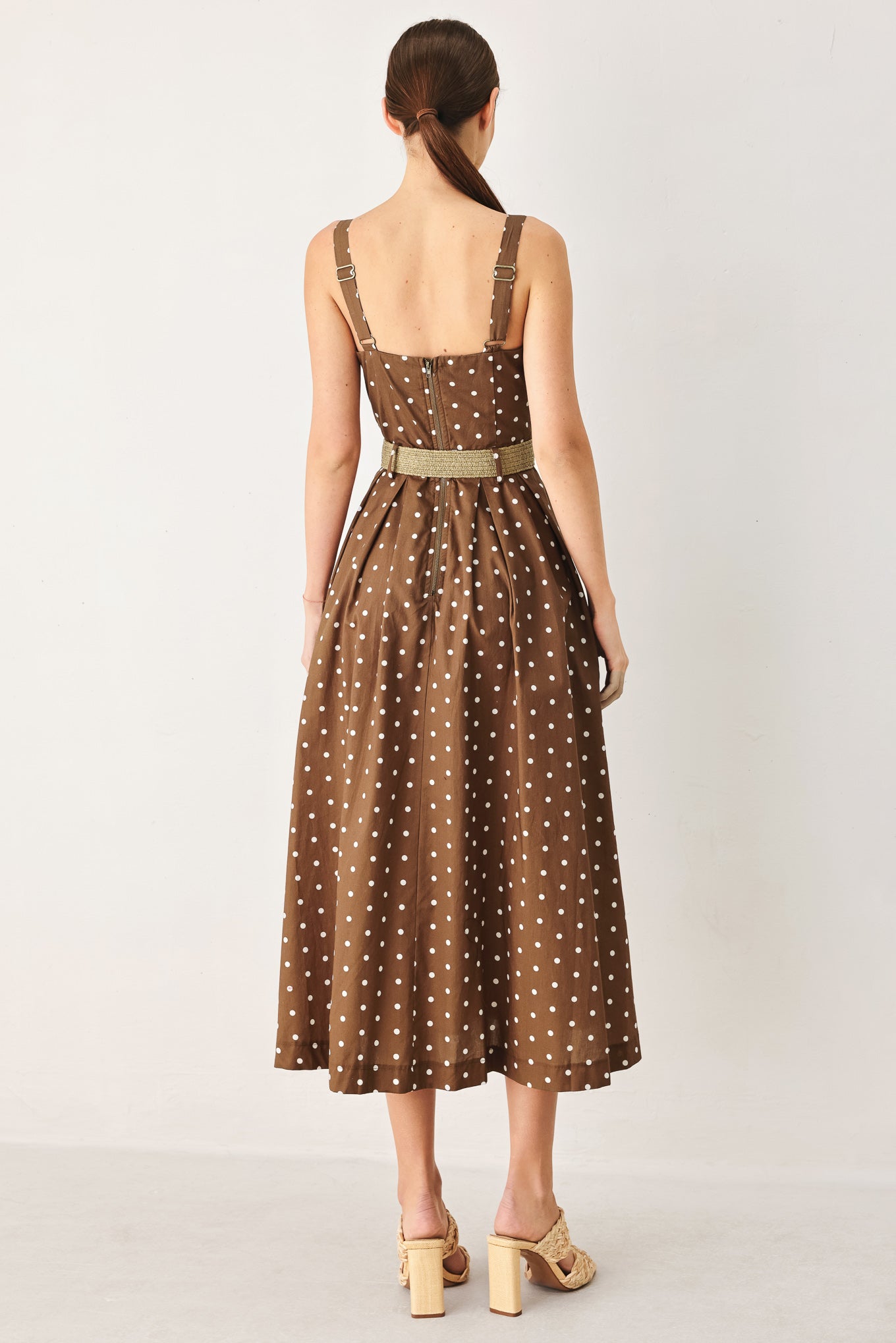PARISIAN DOT WOVEN MIDI DRESS