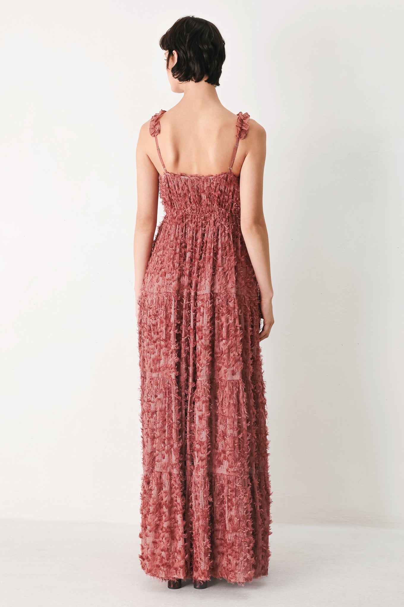 TWILIGHT ROSETTE WOVEN MAXI DRESS