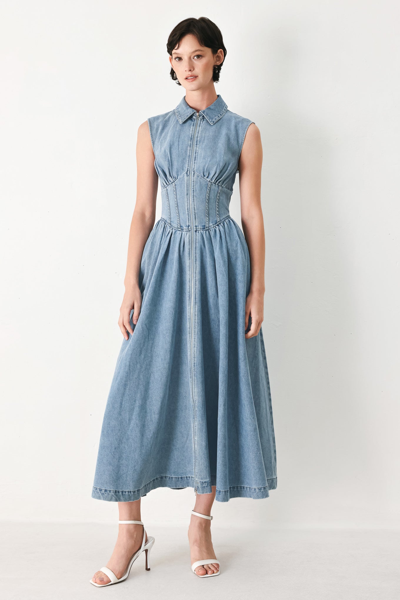 SUNDAY STROLL DENIM MIDI DRESS
