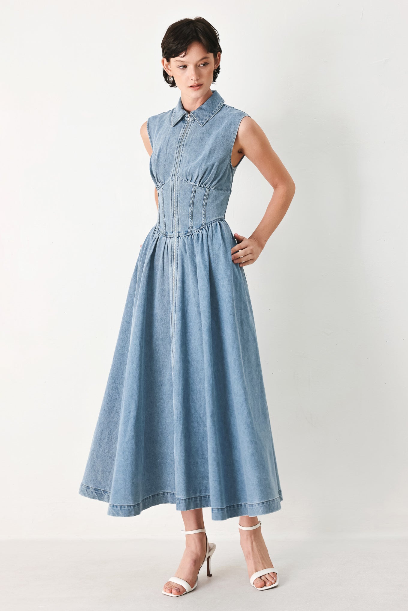 SUNDAY STROLL DENIM MIDI DRESS