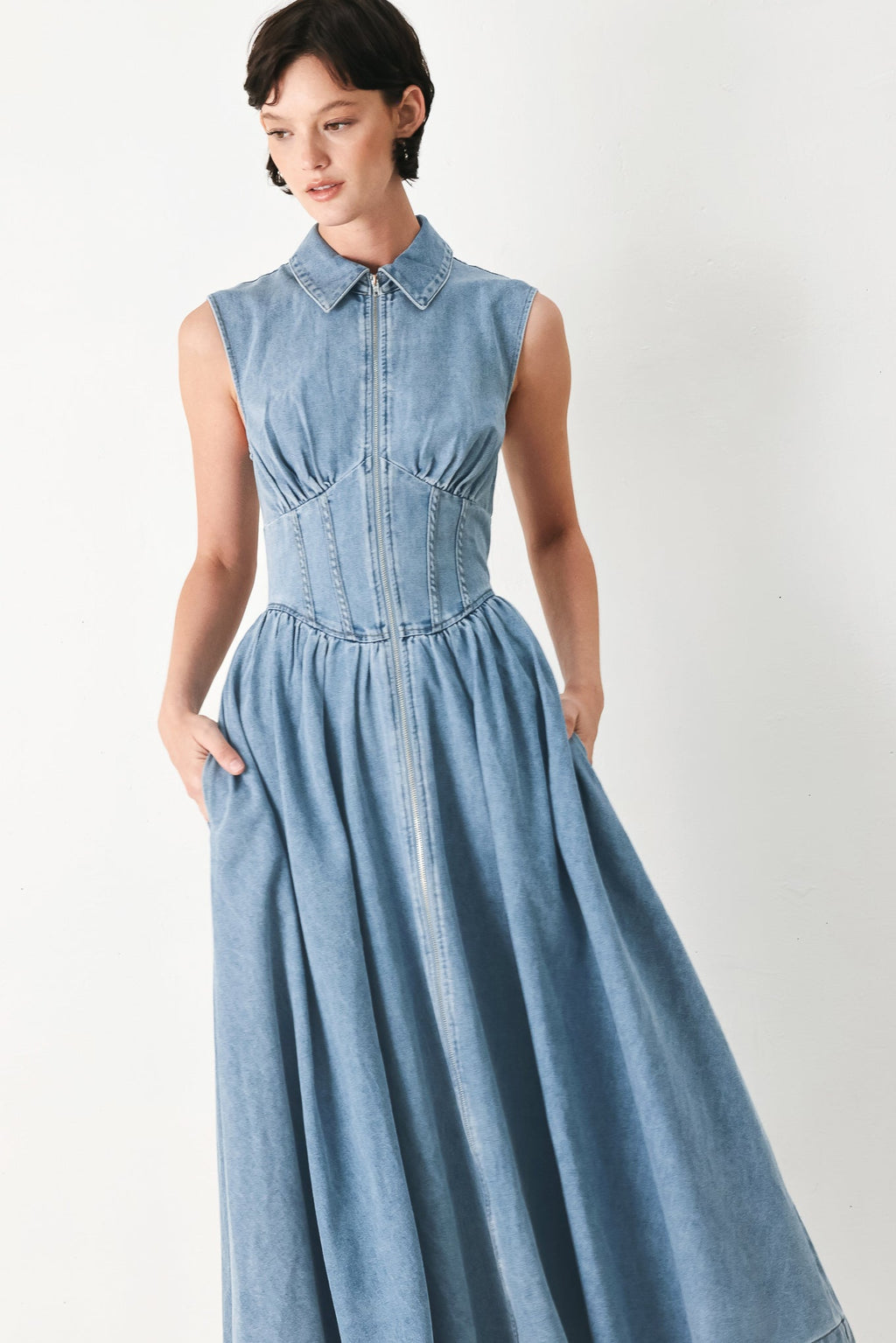 SUNDAY STROLL DENIM MIDI DRESS
