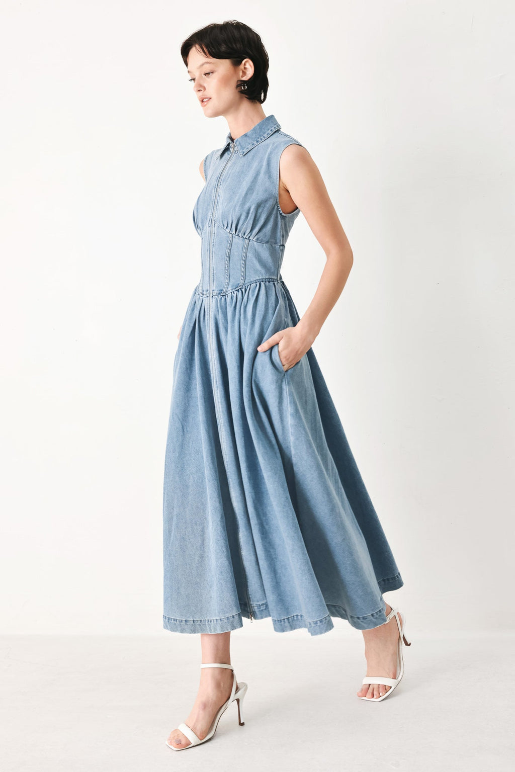 SUNDAY STROLL DENIM MIDI DRESS