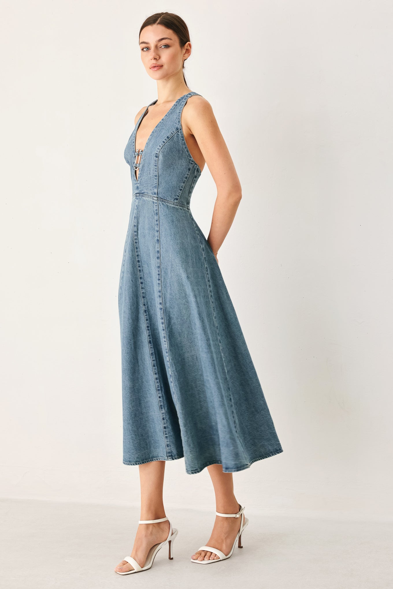 SUNDAY MUSE DENIM MIDI DRESS
