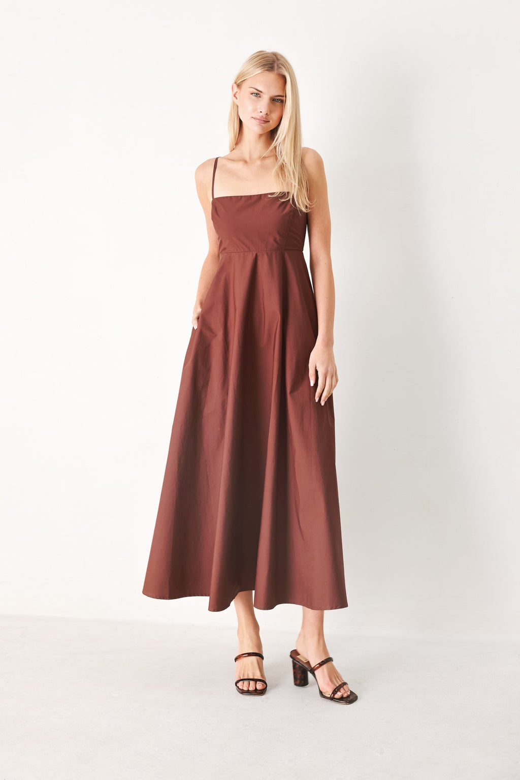 QUIET LUXE WOVEN MIDI DRESS