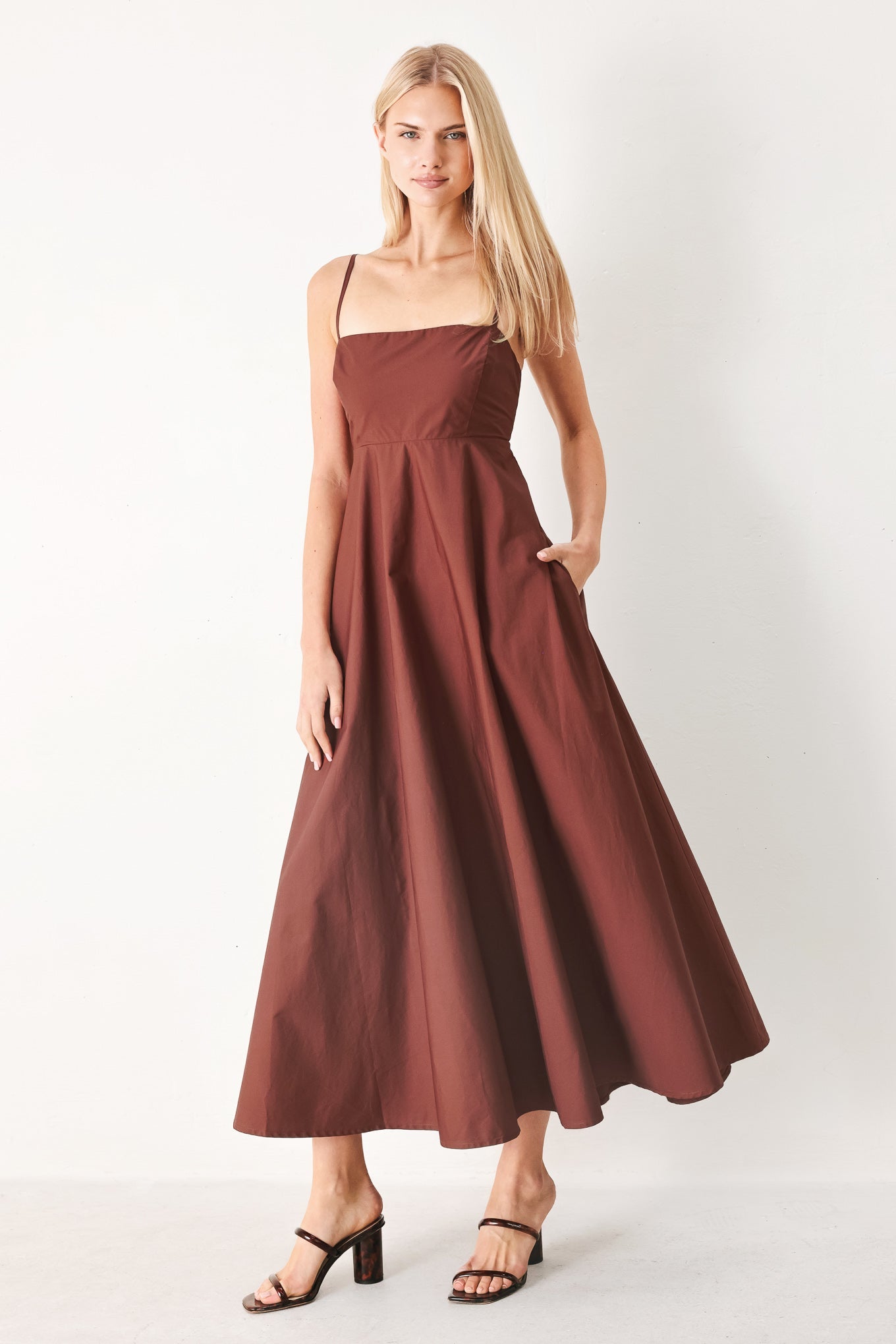 QUIET LUXE WOVEN MIDI DRESS