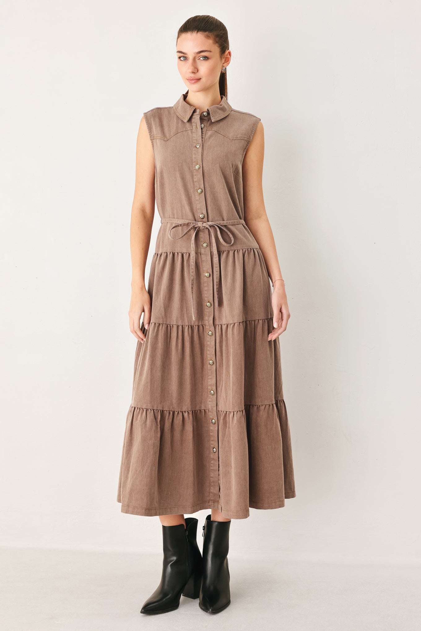RUSTIC ROMANCE WOVEN MIDI DRESS
