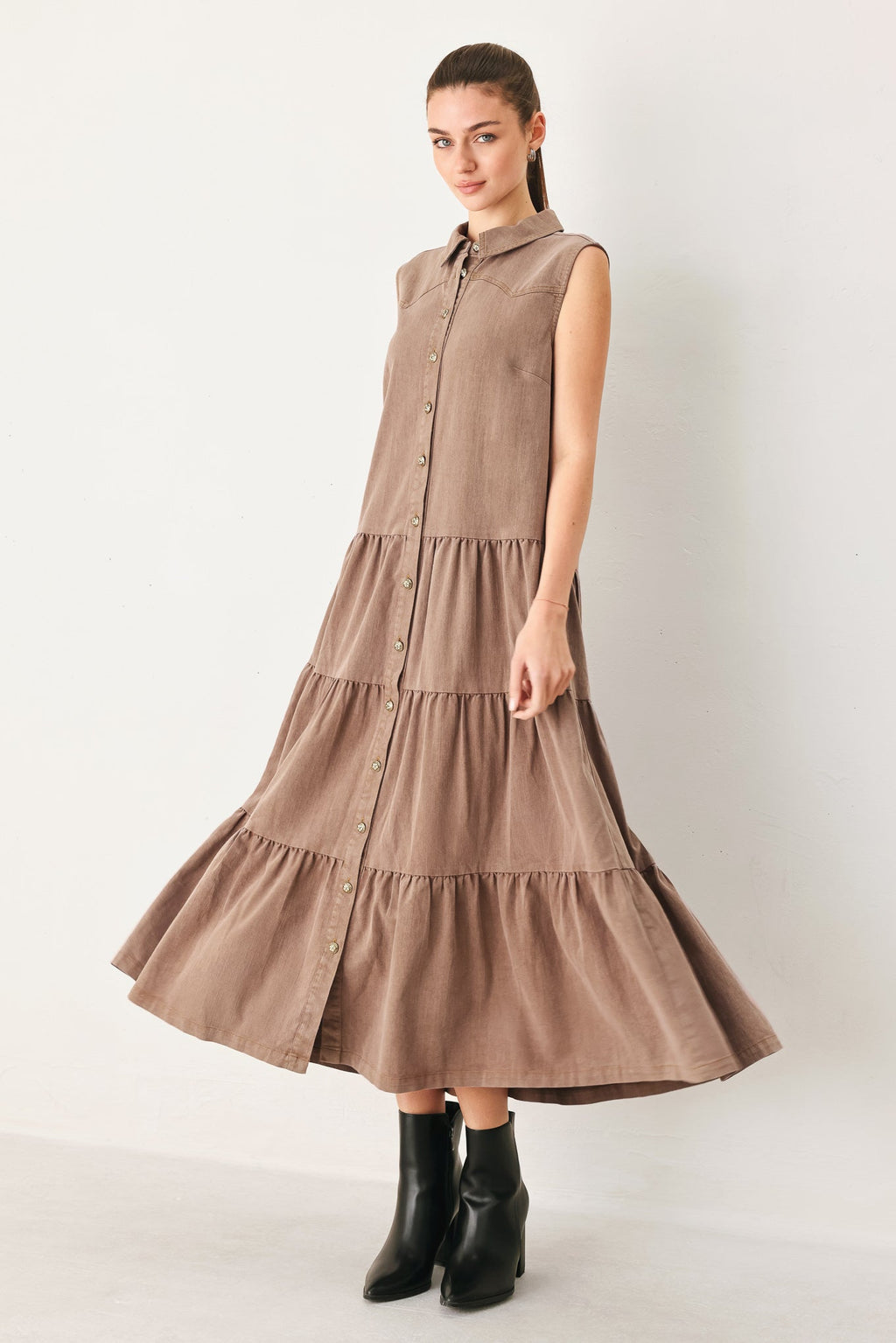 RUSTIC ROMANCE WOVEN MIDI DRESS
