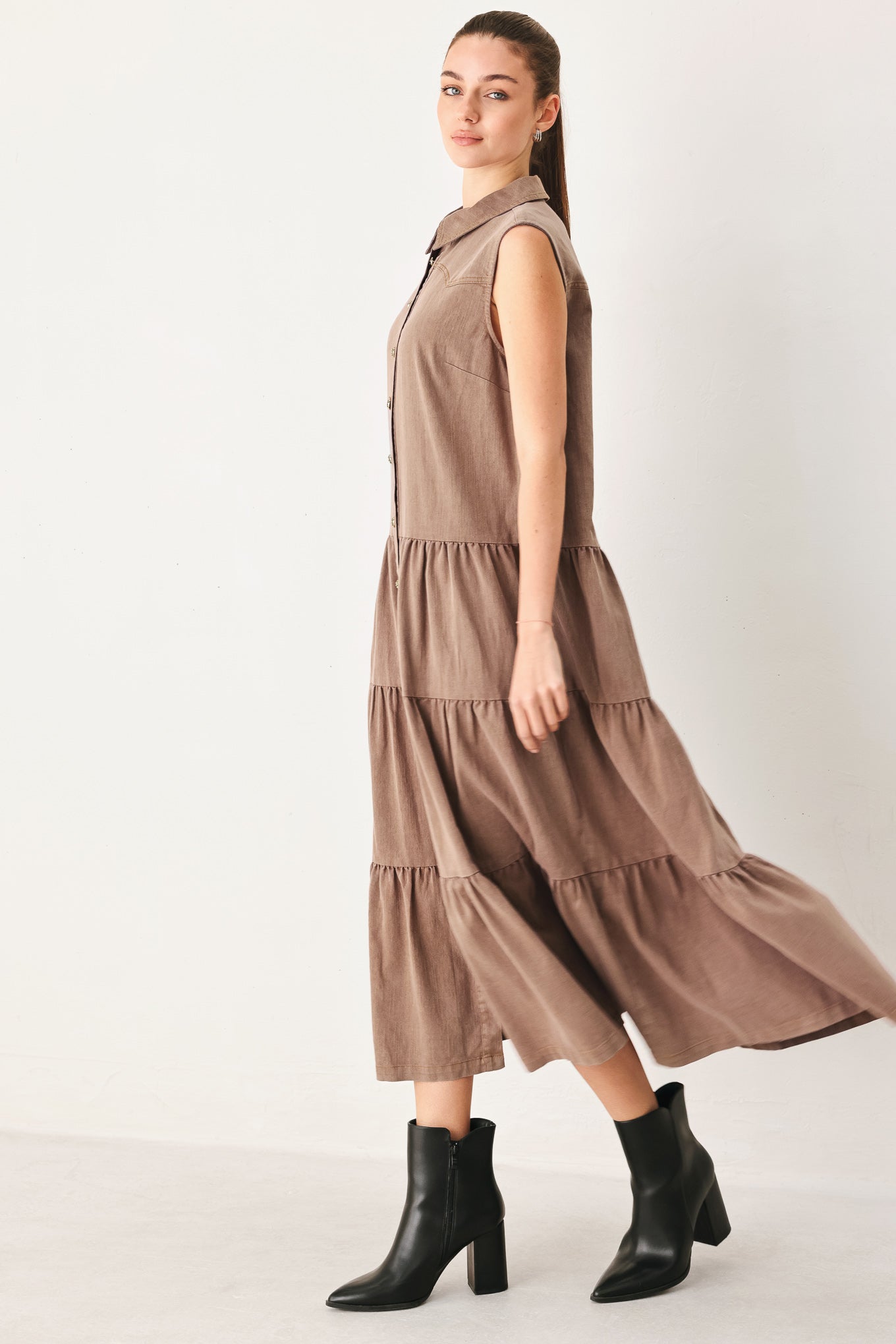 RUSTIC ROMANCE WOVEN MIDI DRESS