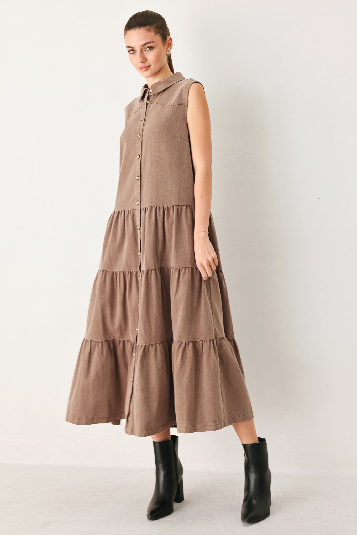 RUSTIC ROMANCE WOVEN MIDI DRESS