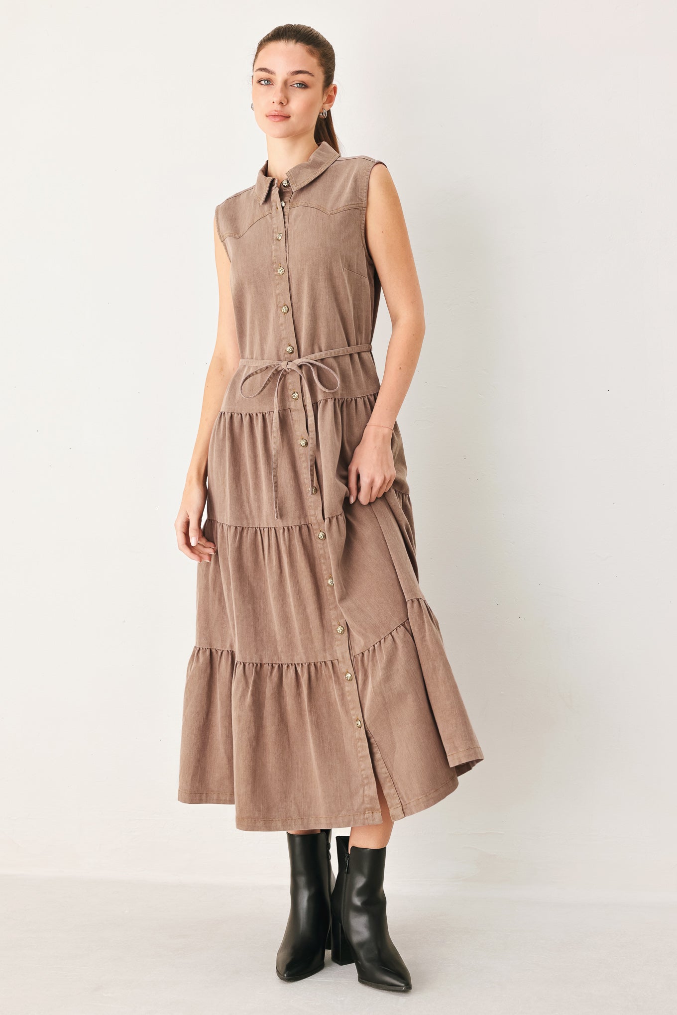RUSTIC ROMANCE WOVEN MIDI DRESS
