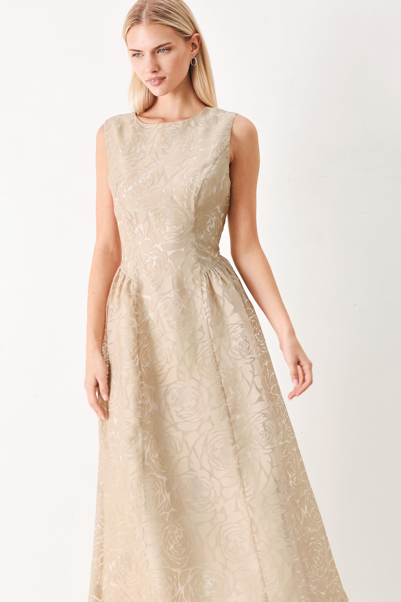 EVENING BLOSSOM ORGANZA MIDI DRESS