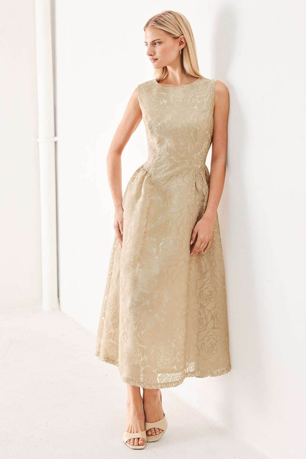 EVENING BLOSSOM ORGANZA MIDI DRESS