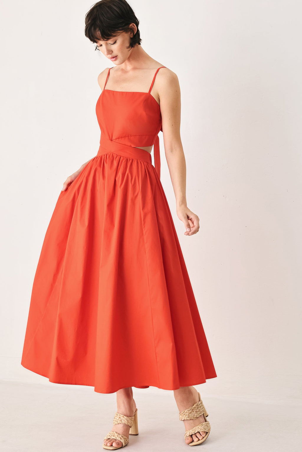 THE RIVIERA NIGHTS WOVEN MIDI DRESS