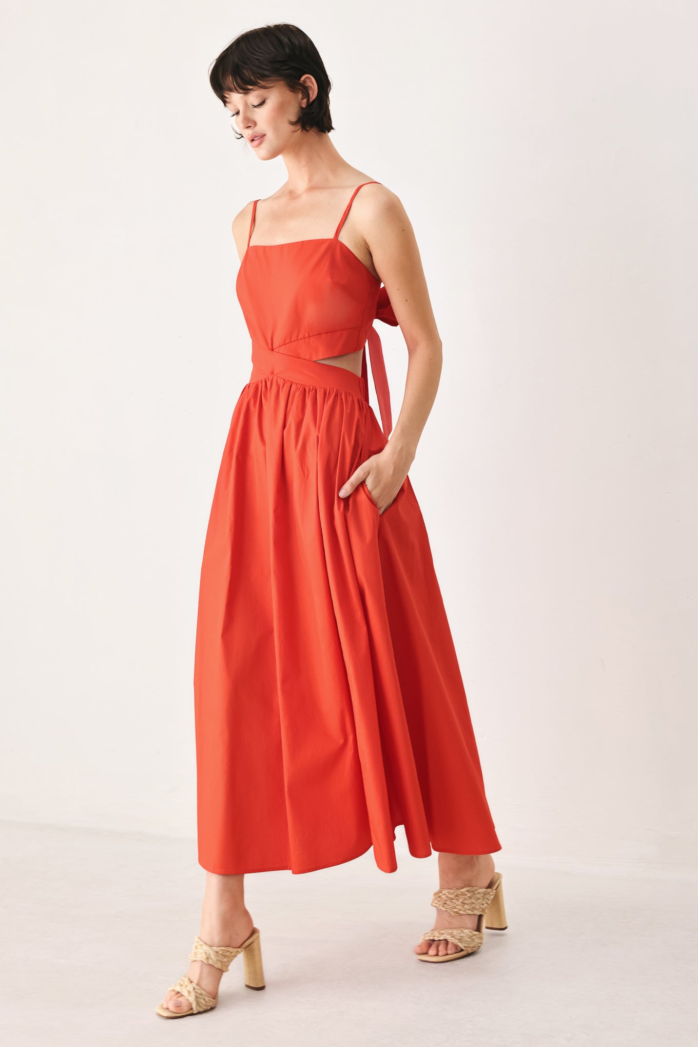 THE RIVIERA NIGHTS WOVEN MIDI DRESS